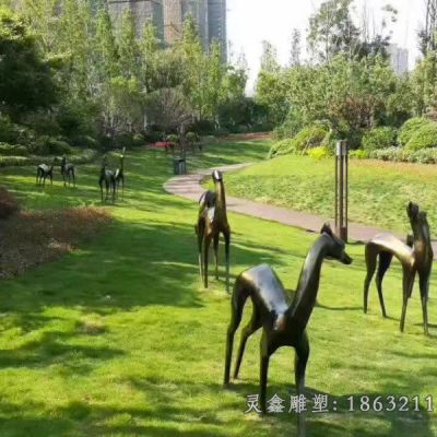 抽象几何鹿公园景观铜雕