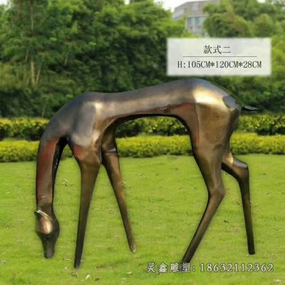 抽象低头鹿动物铜雕 