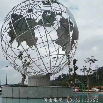 不锈钢镂空地球仪文化雕塑 