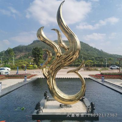 不锈钢金色凤凰动物雕塑 