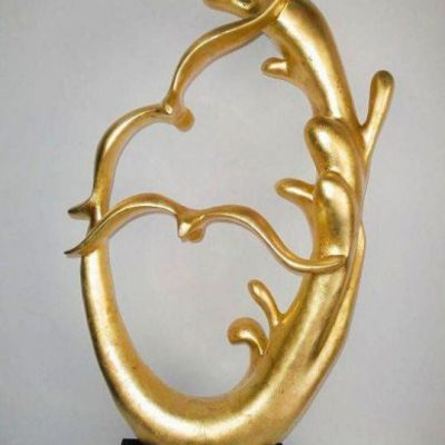不锈钢金色海浪雕塑 