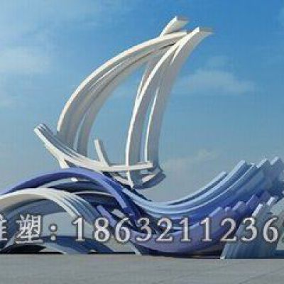 不锈钢白色海浪景观雕塑 