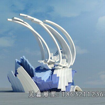不锈钢海浪广场抽象雕塑