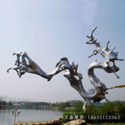 不锈钢户外几何海浪雕塑 