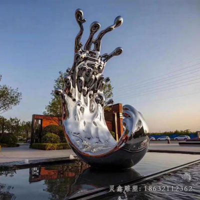 不锈钢公园海浪标志雕塑