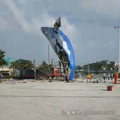 不锈钢海豚切面动物雕塑 