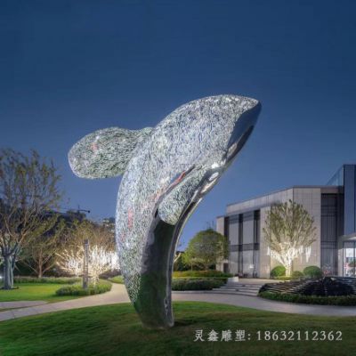 不锈钢海豚园林动物雕塑 