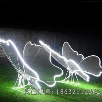 不锈钢发光蝴蝶动物雕塑 