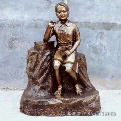 户外读书人物景观铜雕