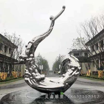 不锈钢海浪几何雕塑 