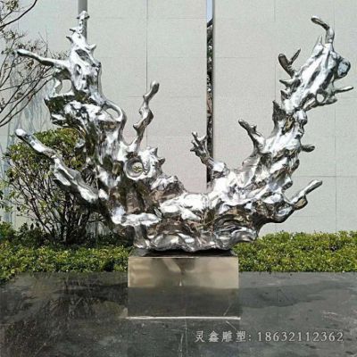 不锈钢户外海浪雕塑 