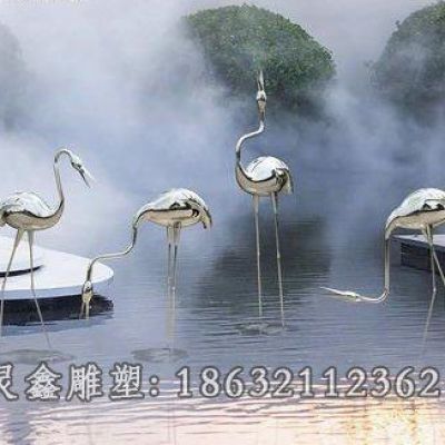不锈钢公园火烈鸟标志雕塑