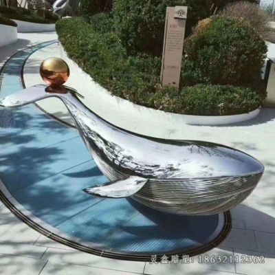 不锈钢海豚小区景观雕塑