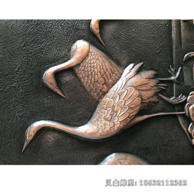 仙鹤浮雕壁画景观铜雕 