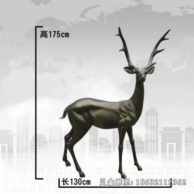 公园叉角鹿景观铜雕