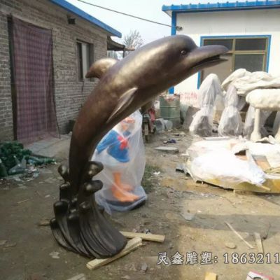 户外海豚动物铜雕