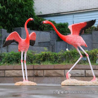 不锈钢情侣火烈鸟动物雕塑 