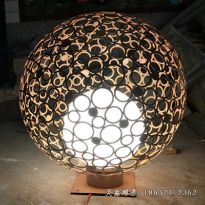 不锈钢金色镂空球标志雕塑
