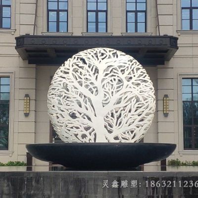 不锈钢抽象白色镂空球雕塑