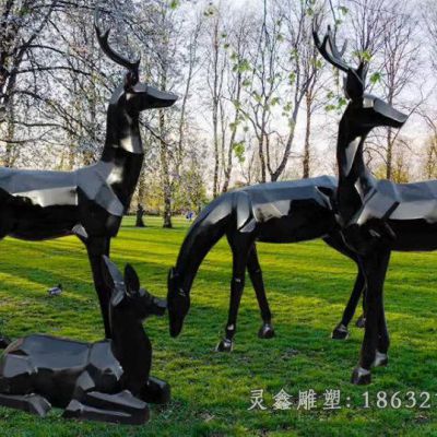 黑色鹿动物标志景观铜雕