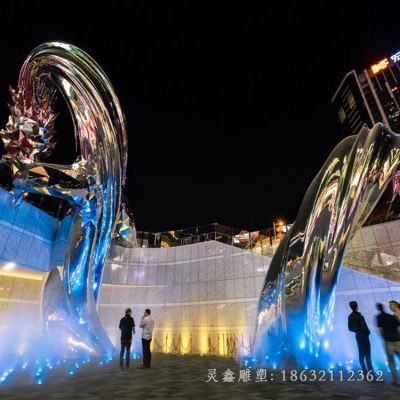 不锈钢广场龙景观雕塑