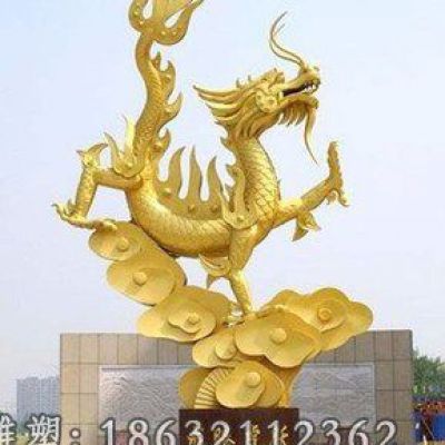 不锈钢金龙动物标志雕塑 