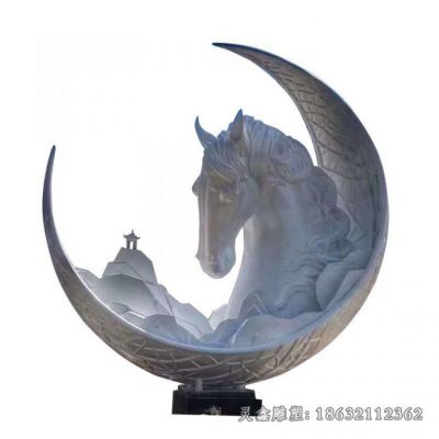 不锈钢半身马动物雕塑 