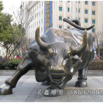 户外华尔街牛动物铜雕 