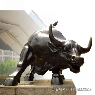 古铜色华尔街牛动物铜雕 