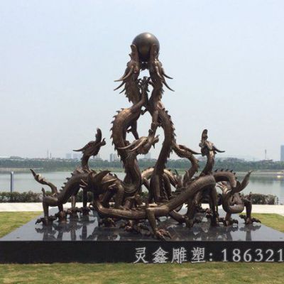 广场九龙戏珠景观铜雕