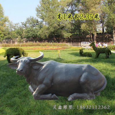 华尔街牛卧姿动物铜雕