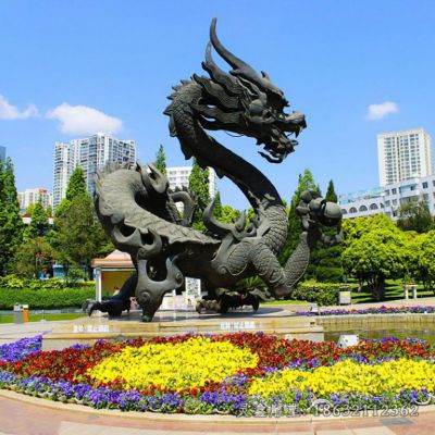 广场龙标志景观铜雕