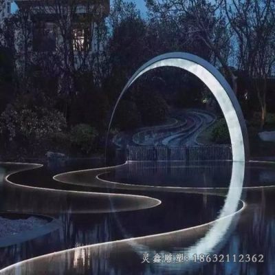 不锈钢发光月亮雕塑 