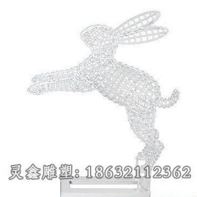 不锈钢镂空兔子动物雕塑 