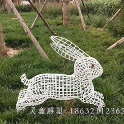 不锈钢公园兔子动物雕塑 