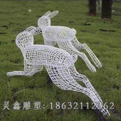不锈钢兔子园林动物雕塑 