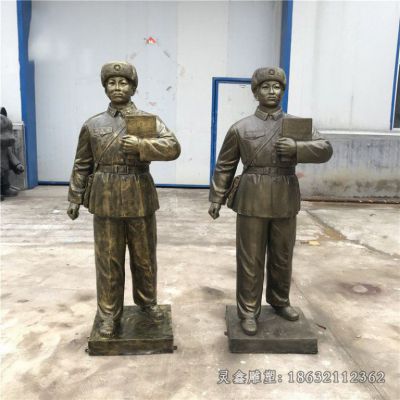 雷锋抗战标志铜雕