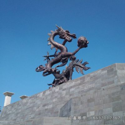 龙动物文化铜雕 