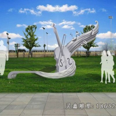不锈钢校园大提琴景观雕塑 