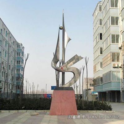 不锈钢几何标志景观雕塑 