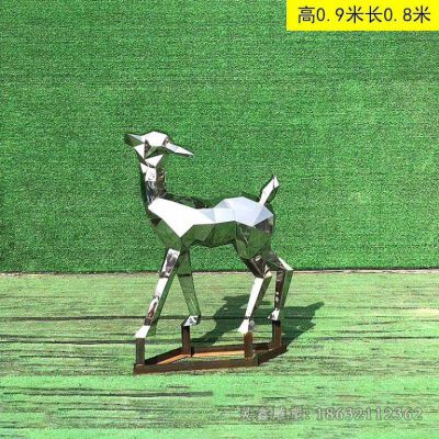 不锈钢几何小鹿雕塑