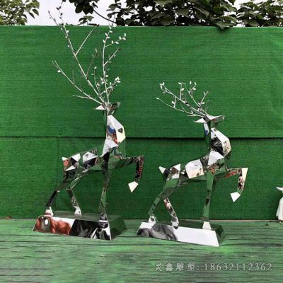 不锈钢几何小鹿雕塑