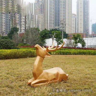 坐抬头鹿动物铜雕