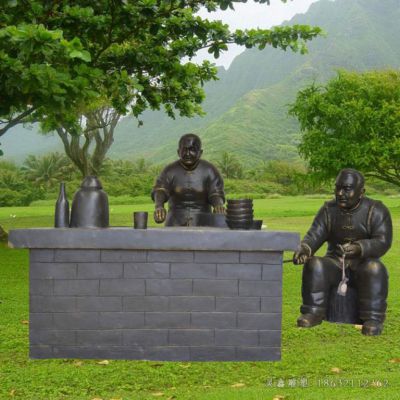 老夫妻做饭景观铜雕
