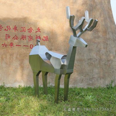 不锈钢几何小鹿抽象雕塑