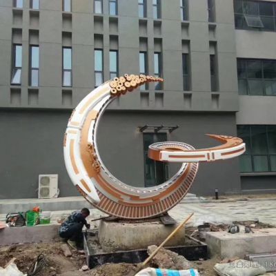 抽象月亮不锈钢雕塑