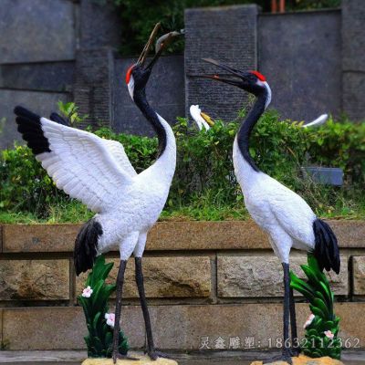 情侣仙鹤不锈钢雕塑