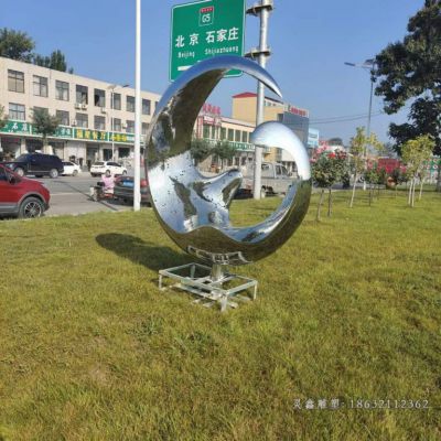 抽象圆环不锈钢抽象雕塑